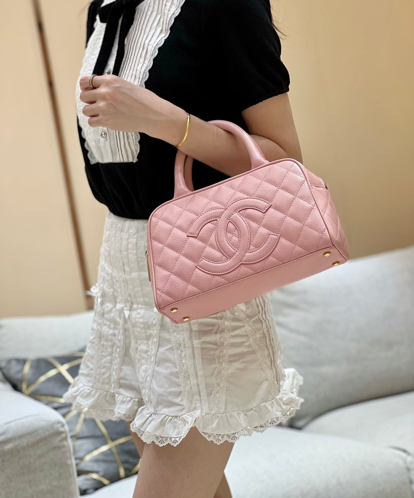 小香家-Chanel Vintage 中古保齡球包 粉色