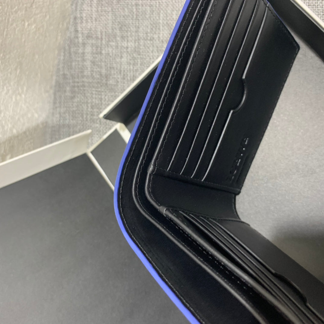羅L威-Brand bifold wallet系列男士對折短夾 藍色