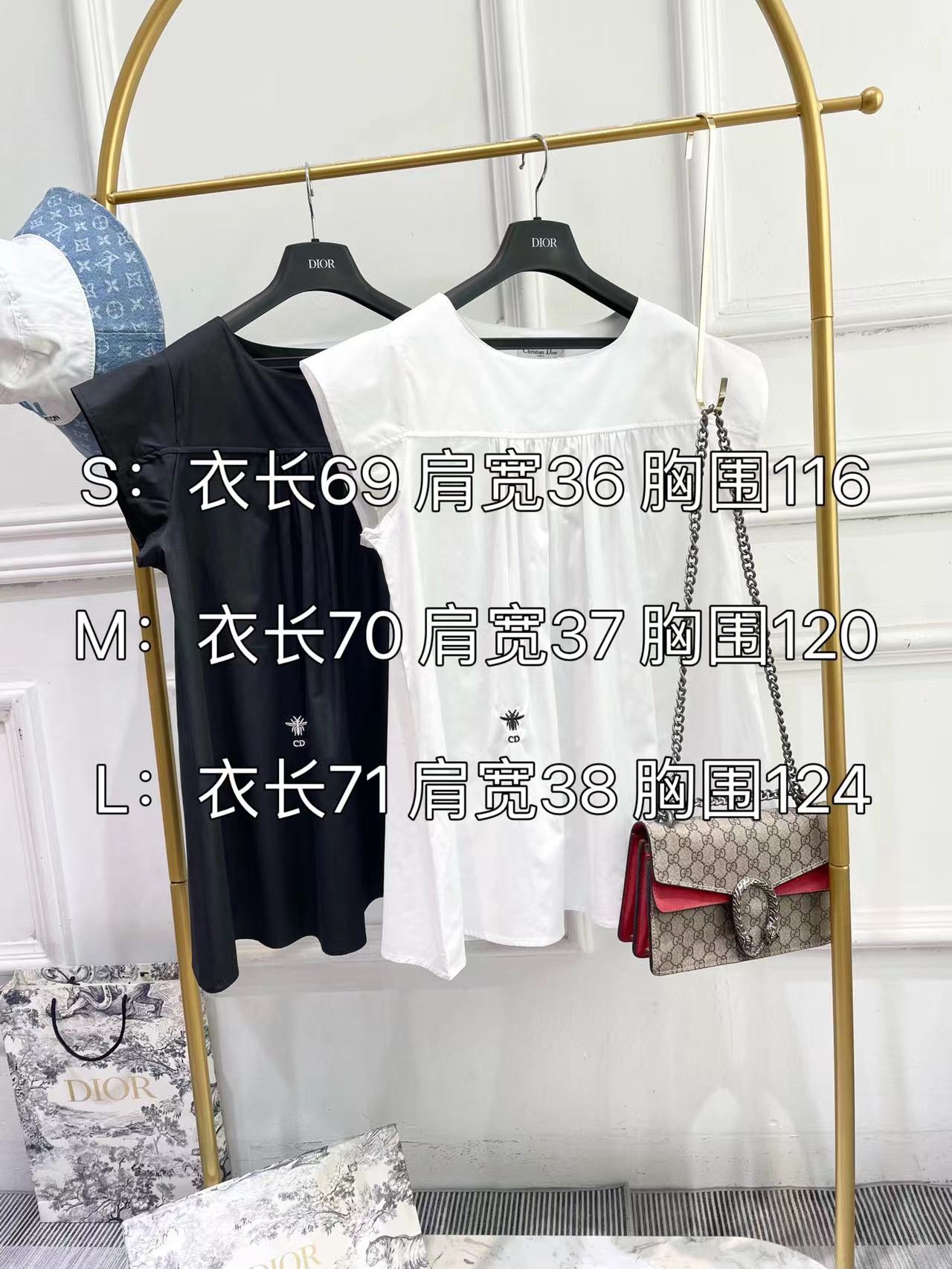 迪D家-2403 刺繡小蜜蜂娃娃衫襯衫 黑色