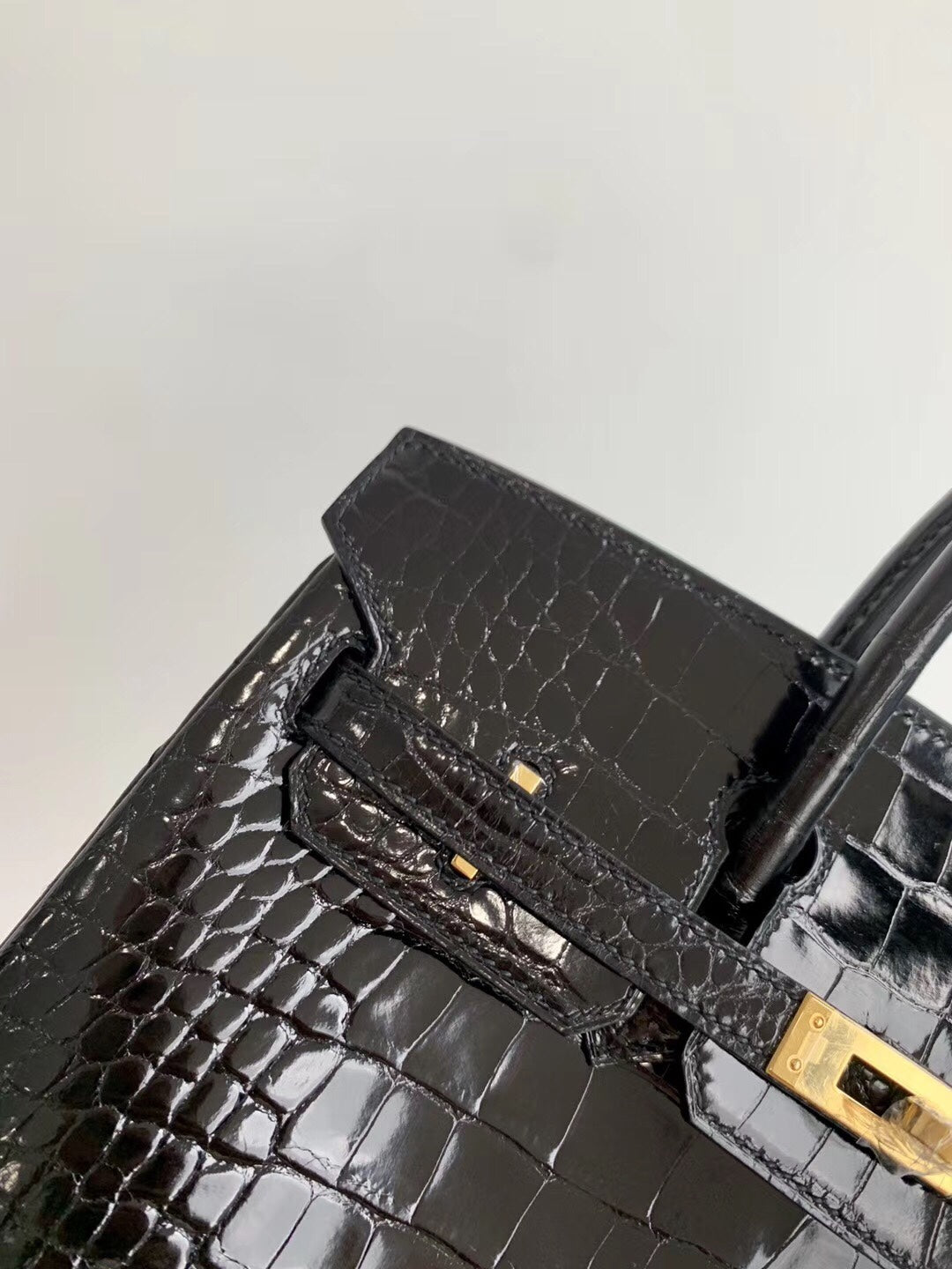 小愛款-Birkin 25 89Noir 美洲鱷魚 黑色 金扣