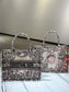 迪D家-2024春夏系列 Book Tote 太陽刺繡 白灰色 中號