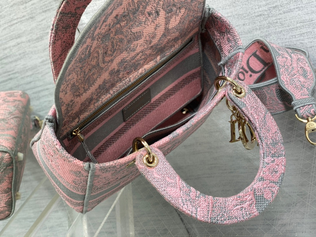 迪D家-Lady Sauvage茹伊印花刺繡系列 粉灰色 24cm
