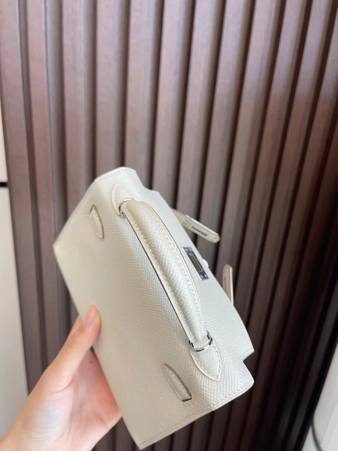 小愛款-Kelly Mini 2代 Epsom 奶昔白 銀扣