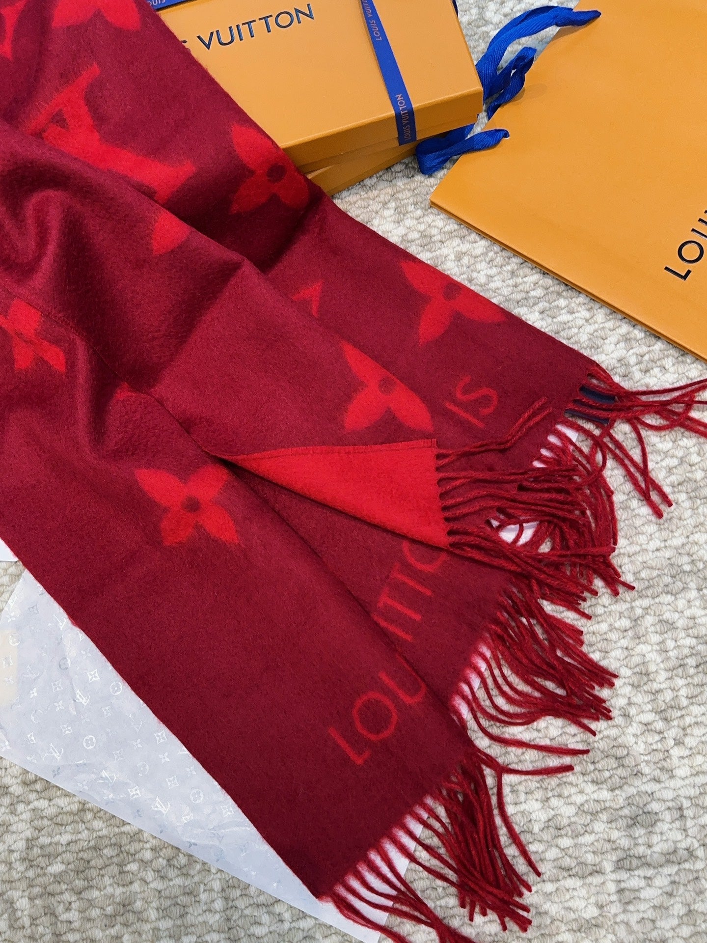 路L家-2024經典logo花紋圍巾 紅色