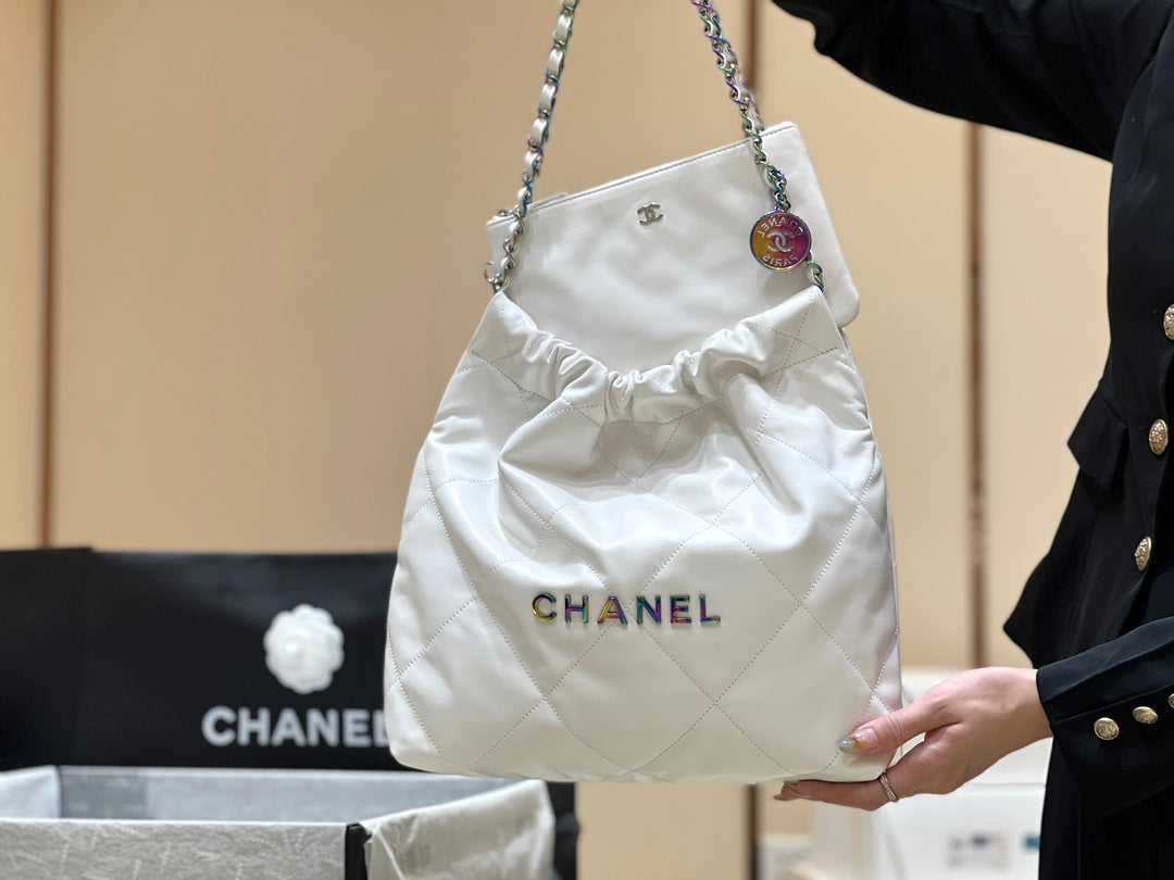 小香風-早春新款Chanel 22號手袋 白色大號