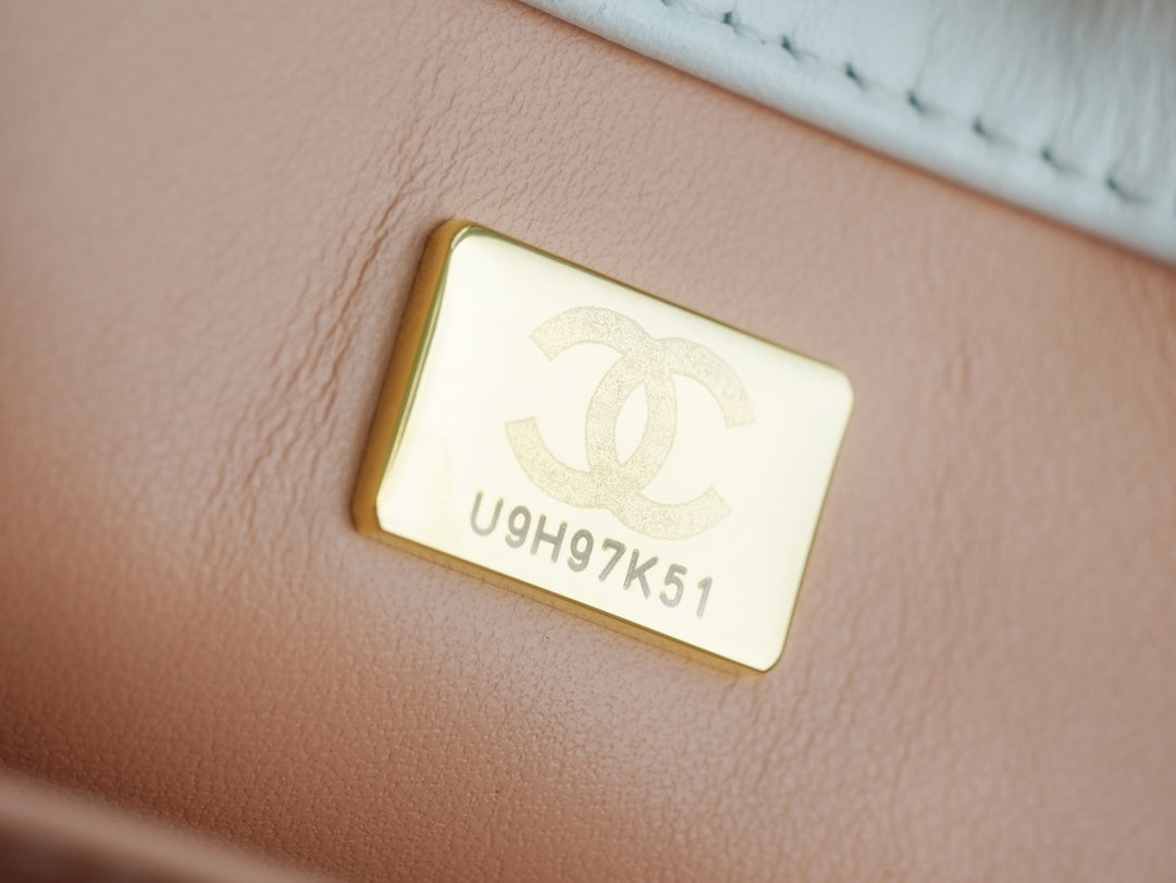小香家-Chanel 24c雙金球 CF Mini19 白色