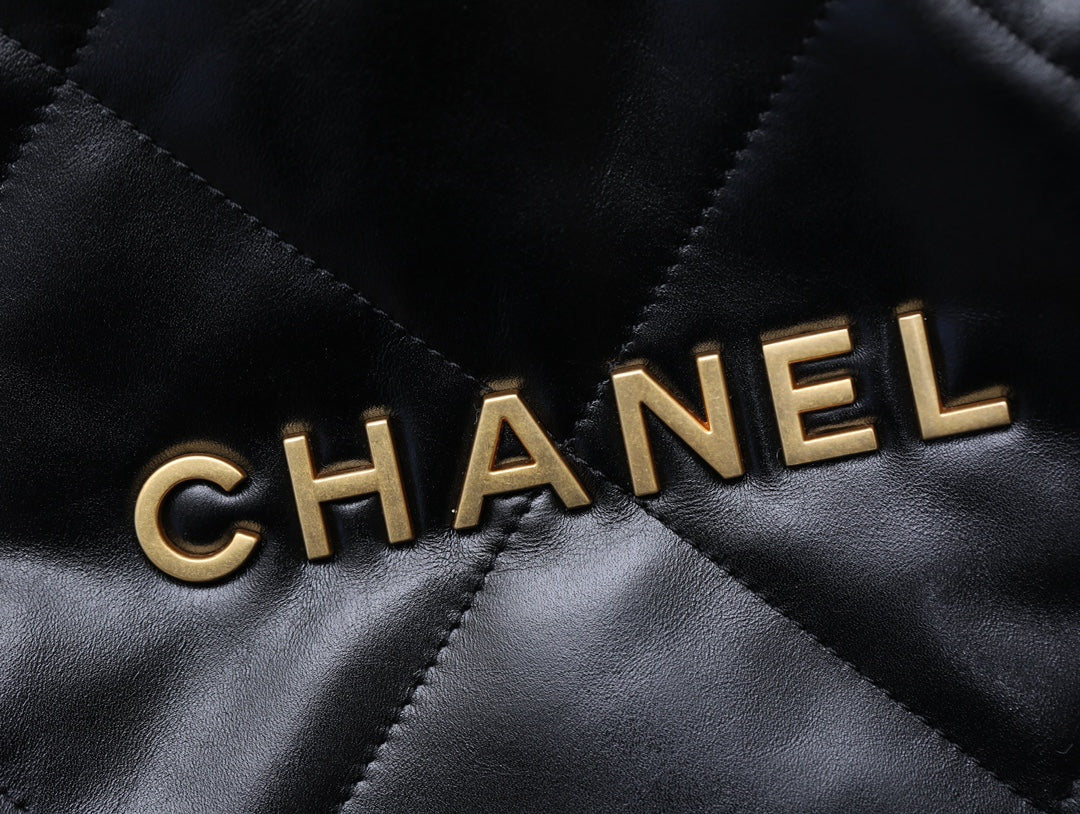 小香家-Chanel 22號手袋 橫版 黑金色