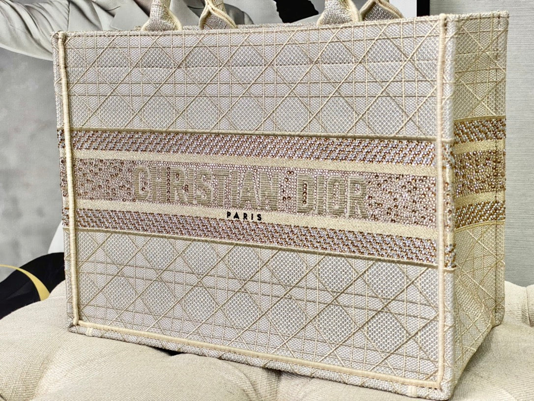 迪D家-BookTote 刺繡手袋 金絲燙鑽 37x30x16cm