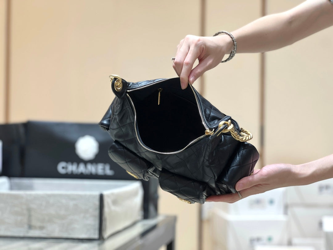 小香家-25C丹寧牛仔嬉皮包小號 黑色