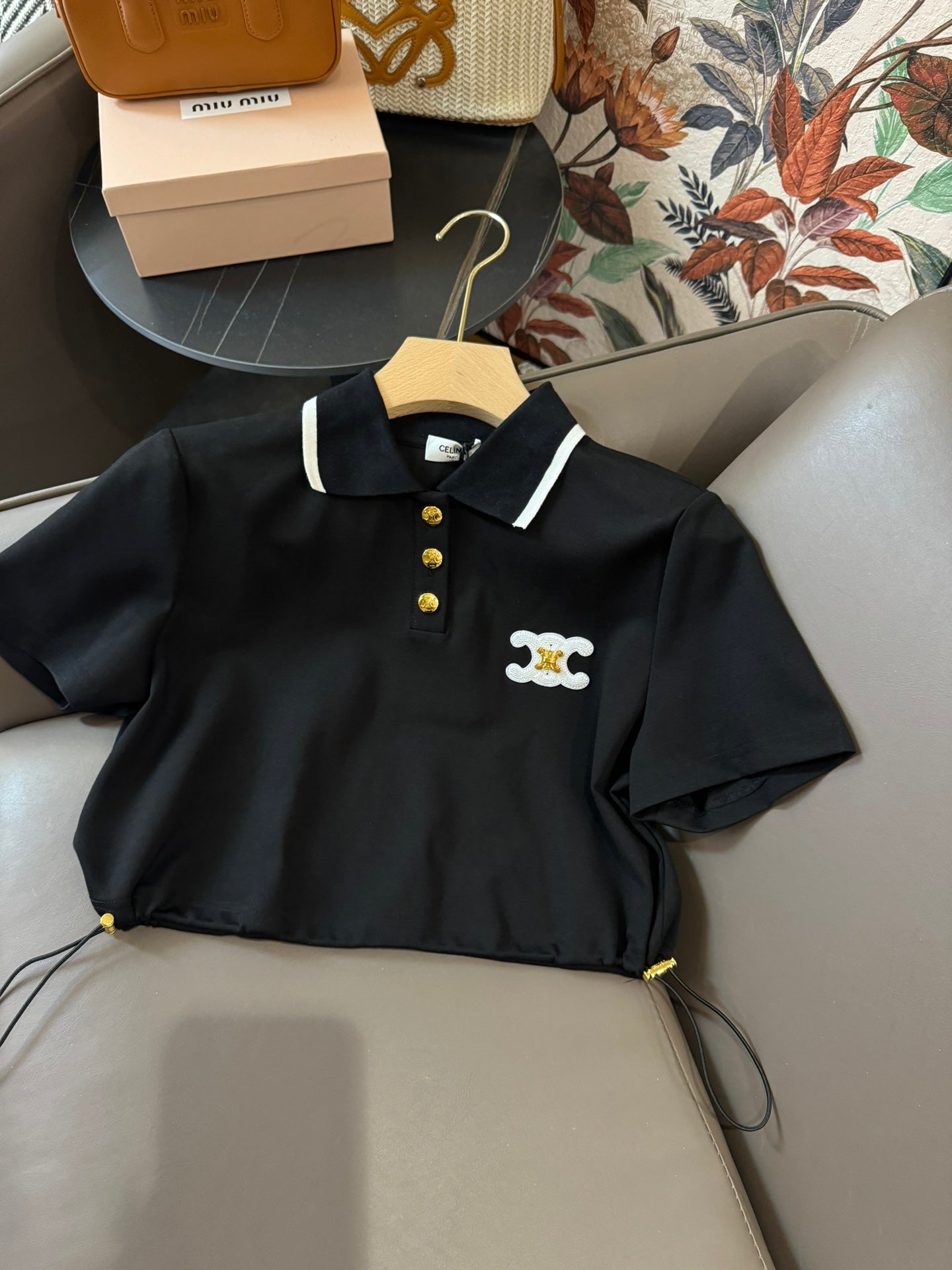 賽C家-2404 短袖polo衫套裝 黑色