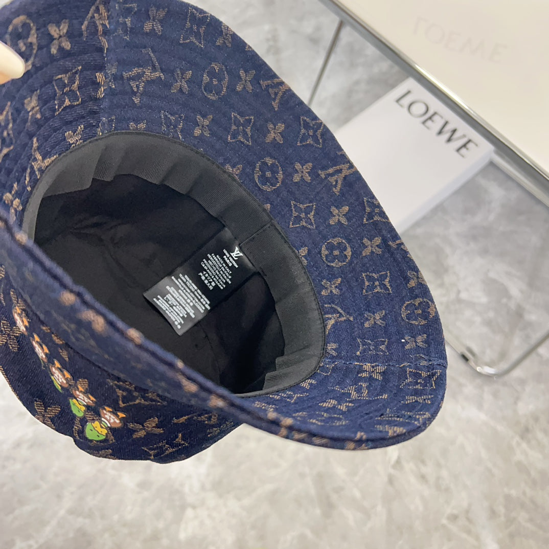 路L家-2024新款老花俏皮經典漁夫帽 黑色