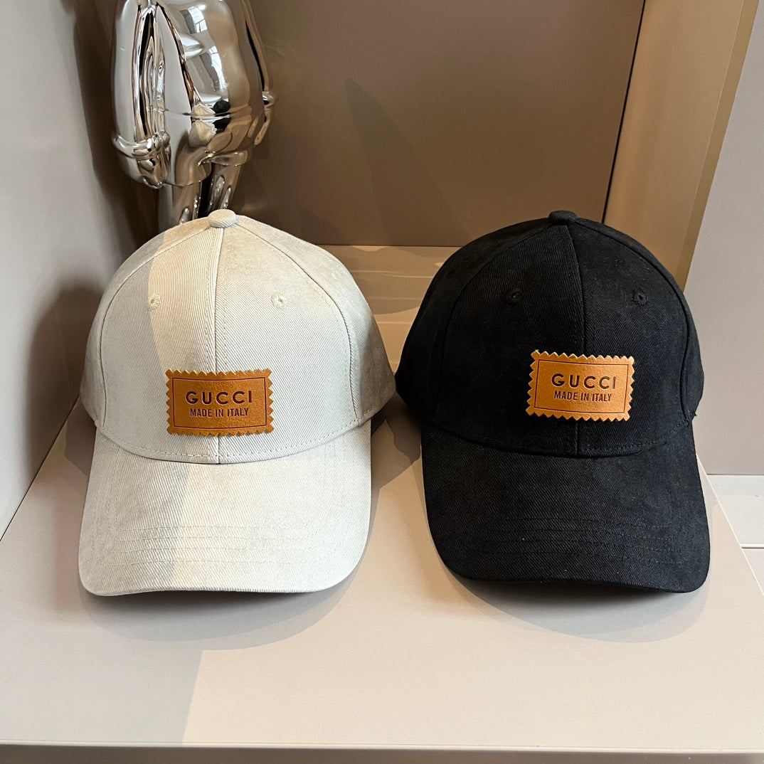 古G家-新款 皮製Logo鴨舌帽 米色