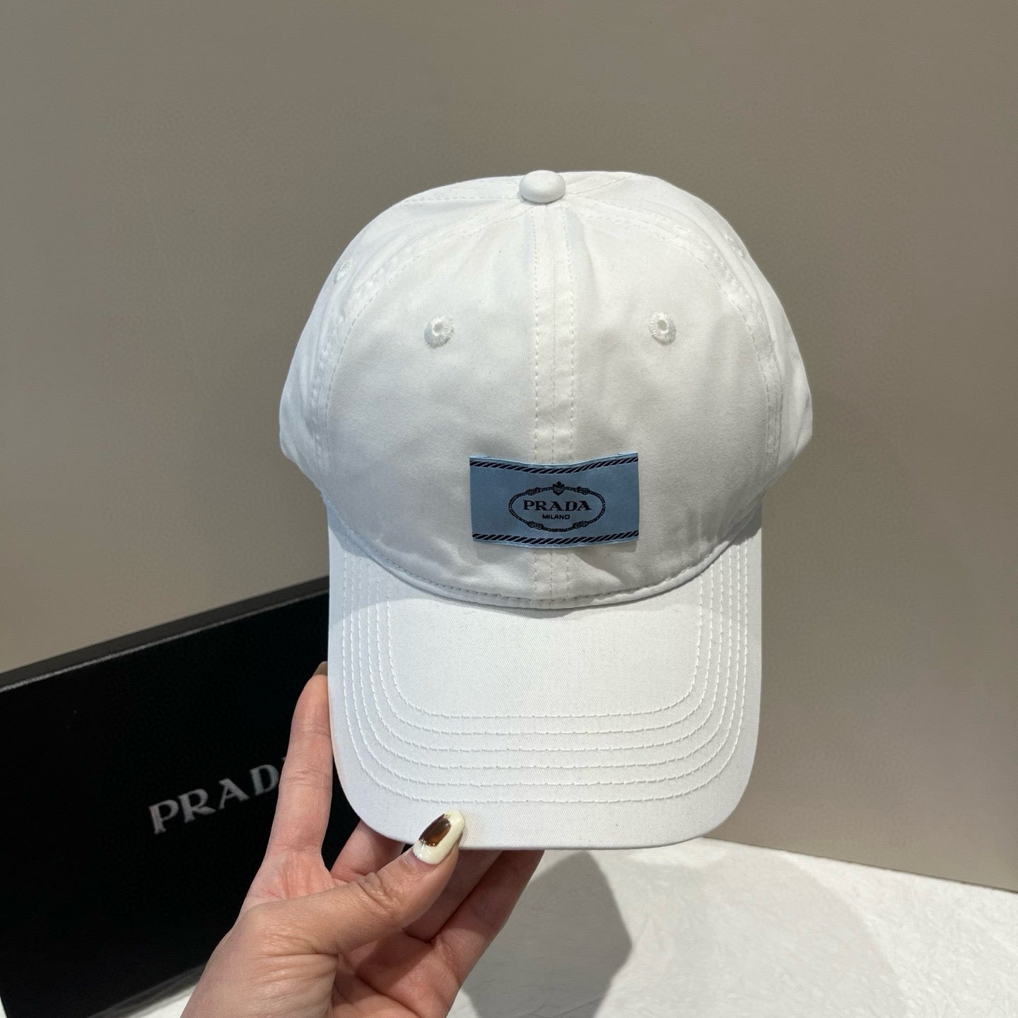 普P家-LOGO標籤棒球帽 白色