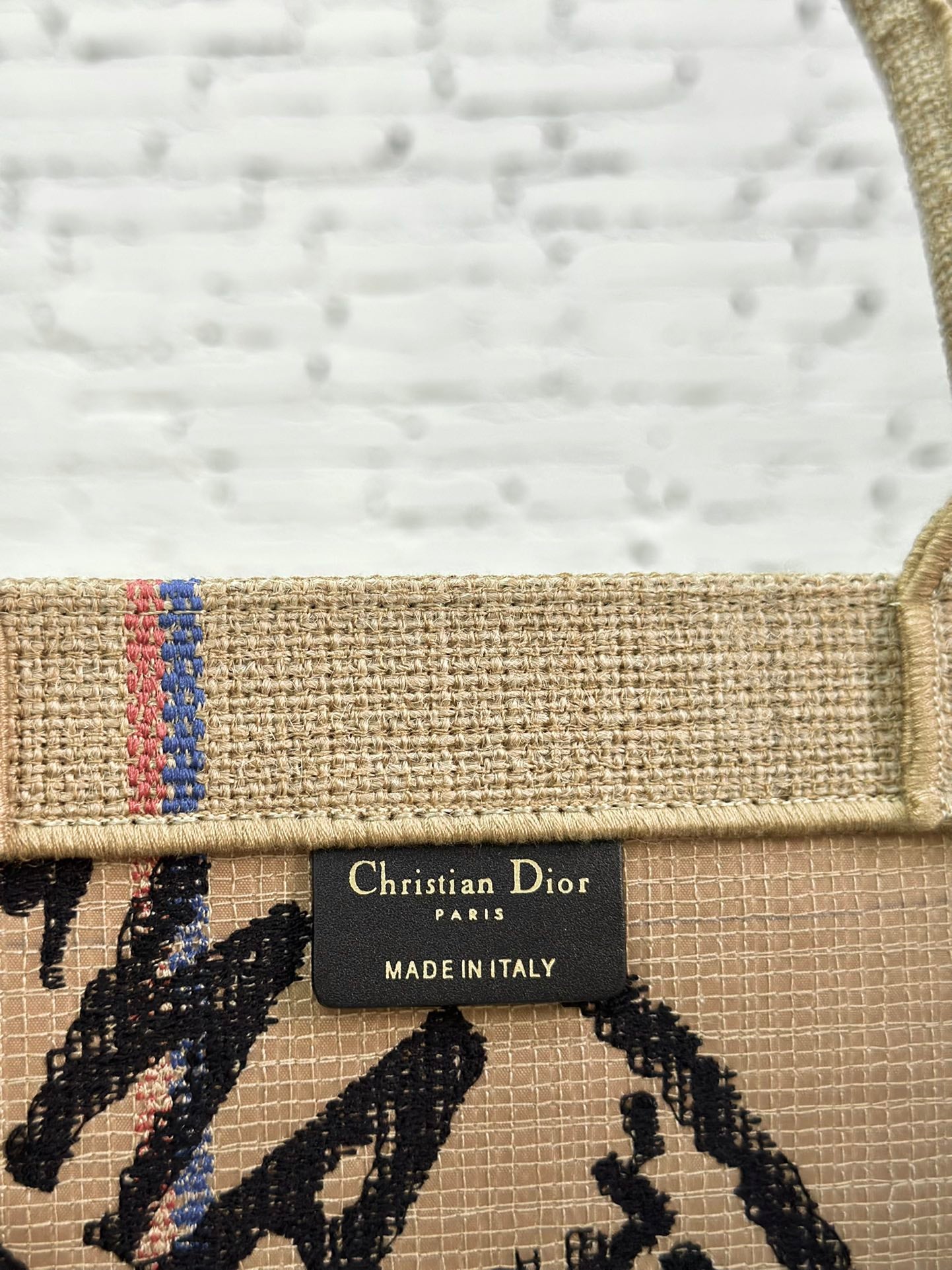 迪D家-大號book托特包 麻色刺繡