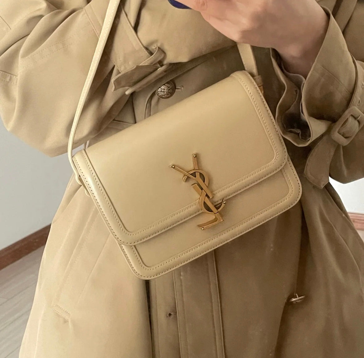 聖Y羅-BOX SAINT LAURENT 豆腐包 小號 杏色