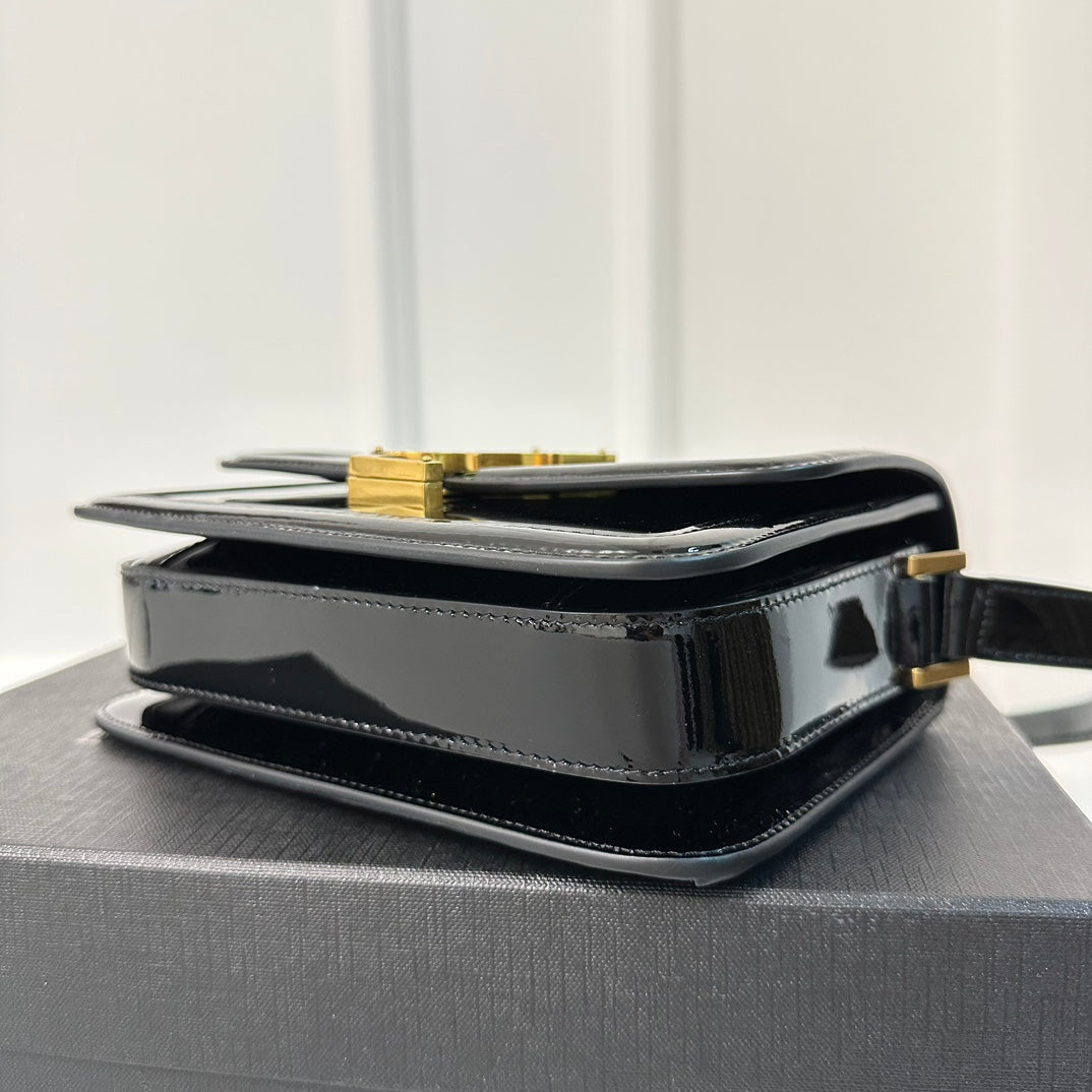 聖Y羅-BOX SAINT LAURENT 豆腐包 小號 漆皮黑色