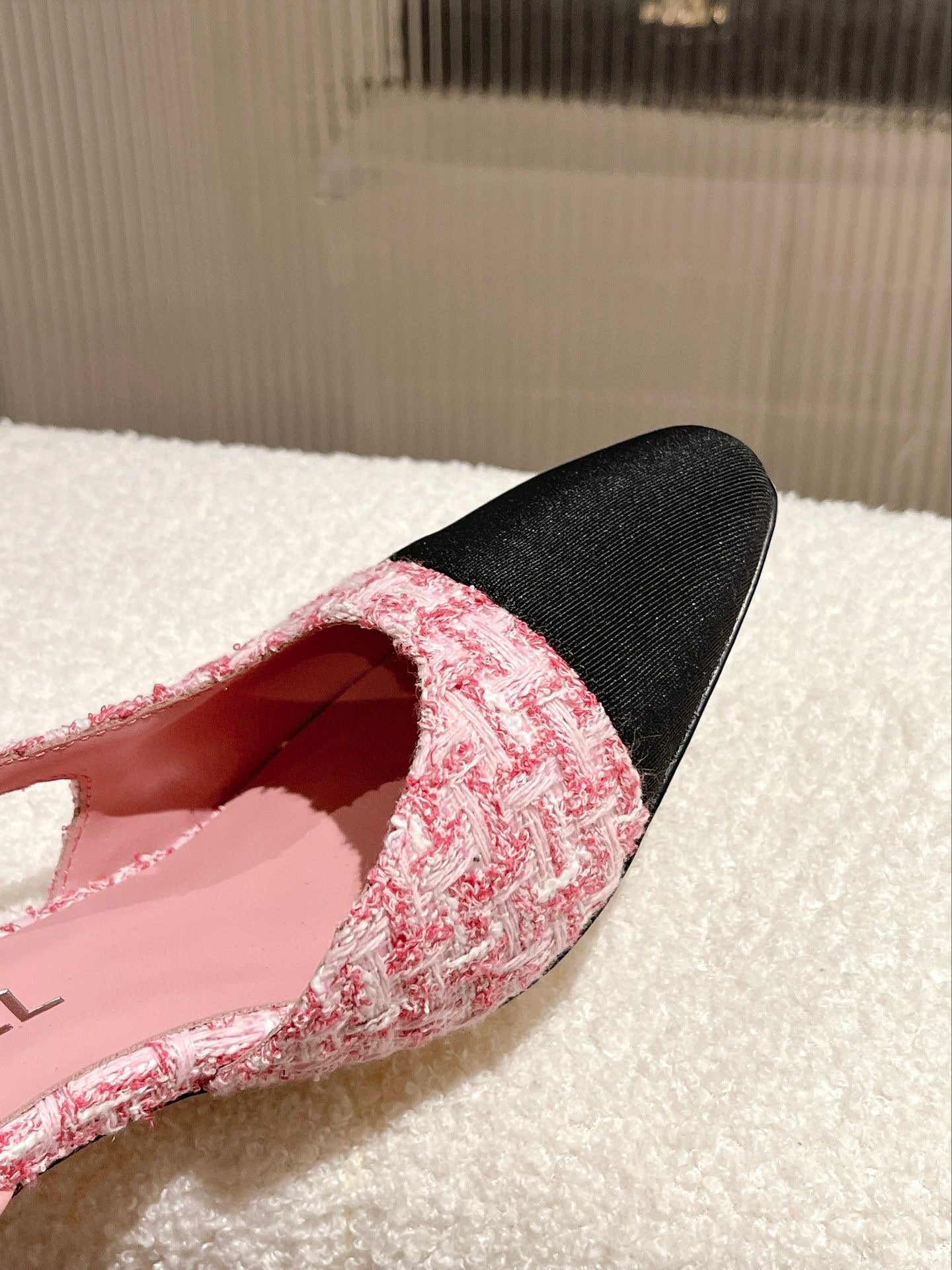 小香家-經典款 slingback 後空拼色低跟涼鞋 粉色