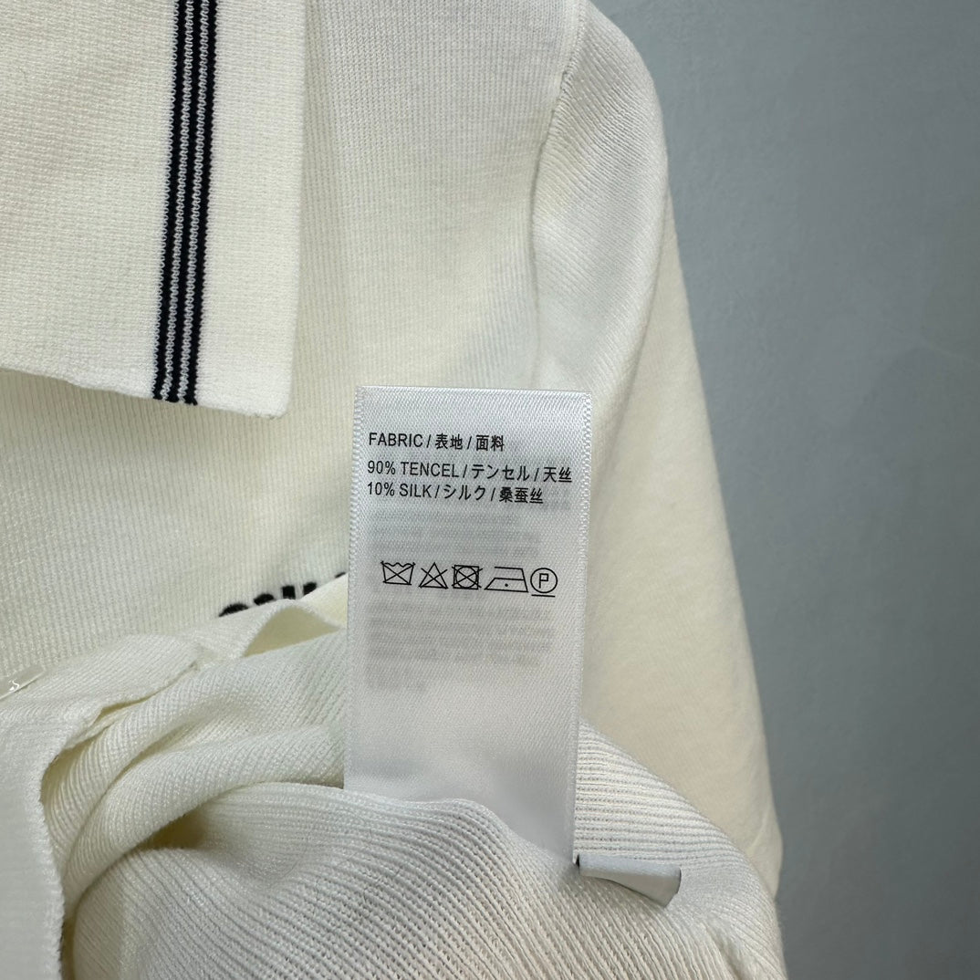 穆Ｍ家-2404 24早春新款翻領短袖小開襟針織上衣