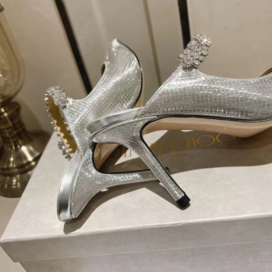 JC傑米-巴黎櫥窗定制款 Blingbling高跟拖鞋 10CM 銀色