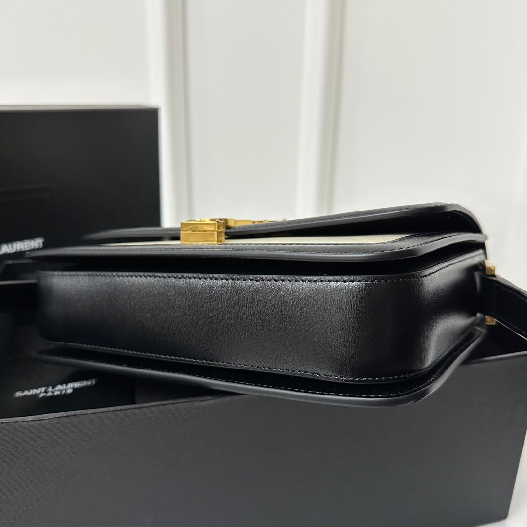 聖Y羅-BOX SAINT LAURENT 豆腐包 大號 黑拼白色