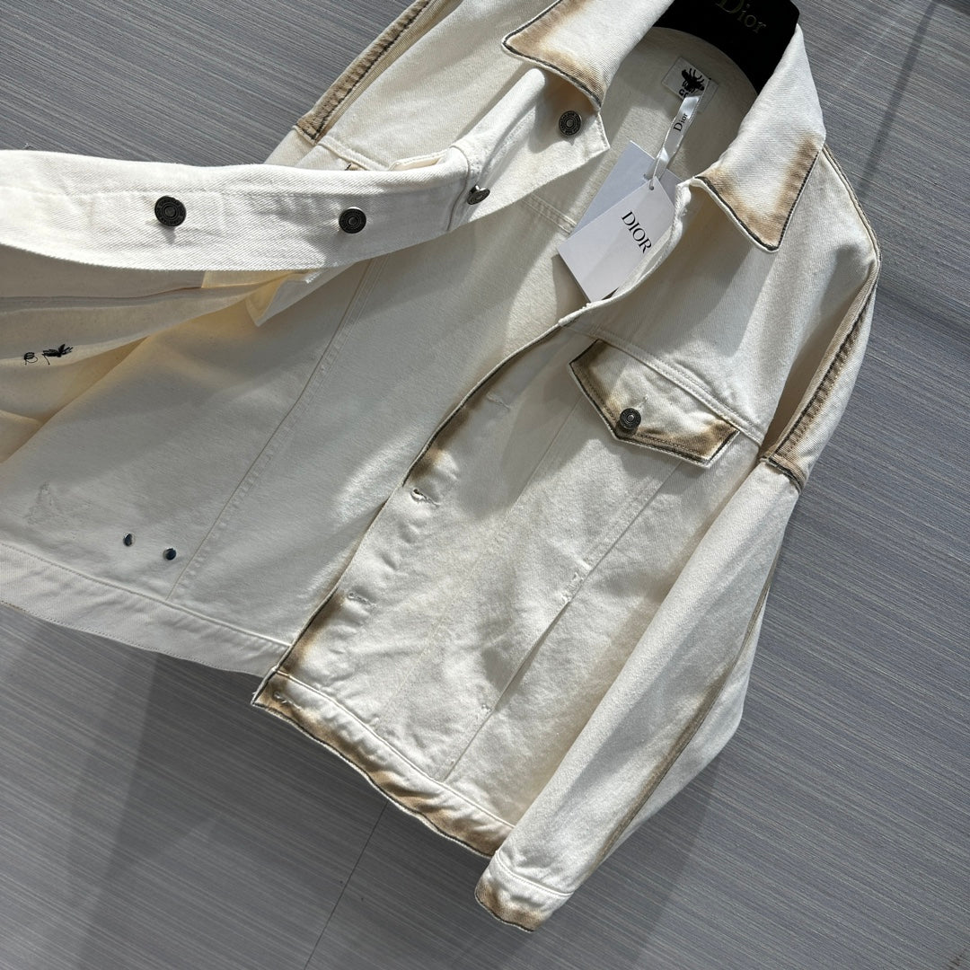 迪D家-2403 24春夏新品燃燒效果紮染漸變洗水工藝牛仔外套