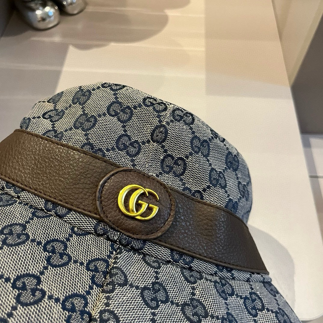 古G家-經典款老花皮革漁夫帽 灰色