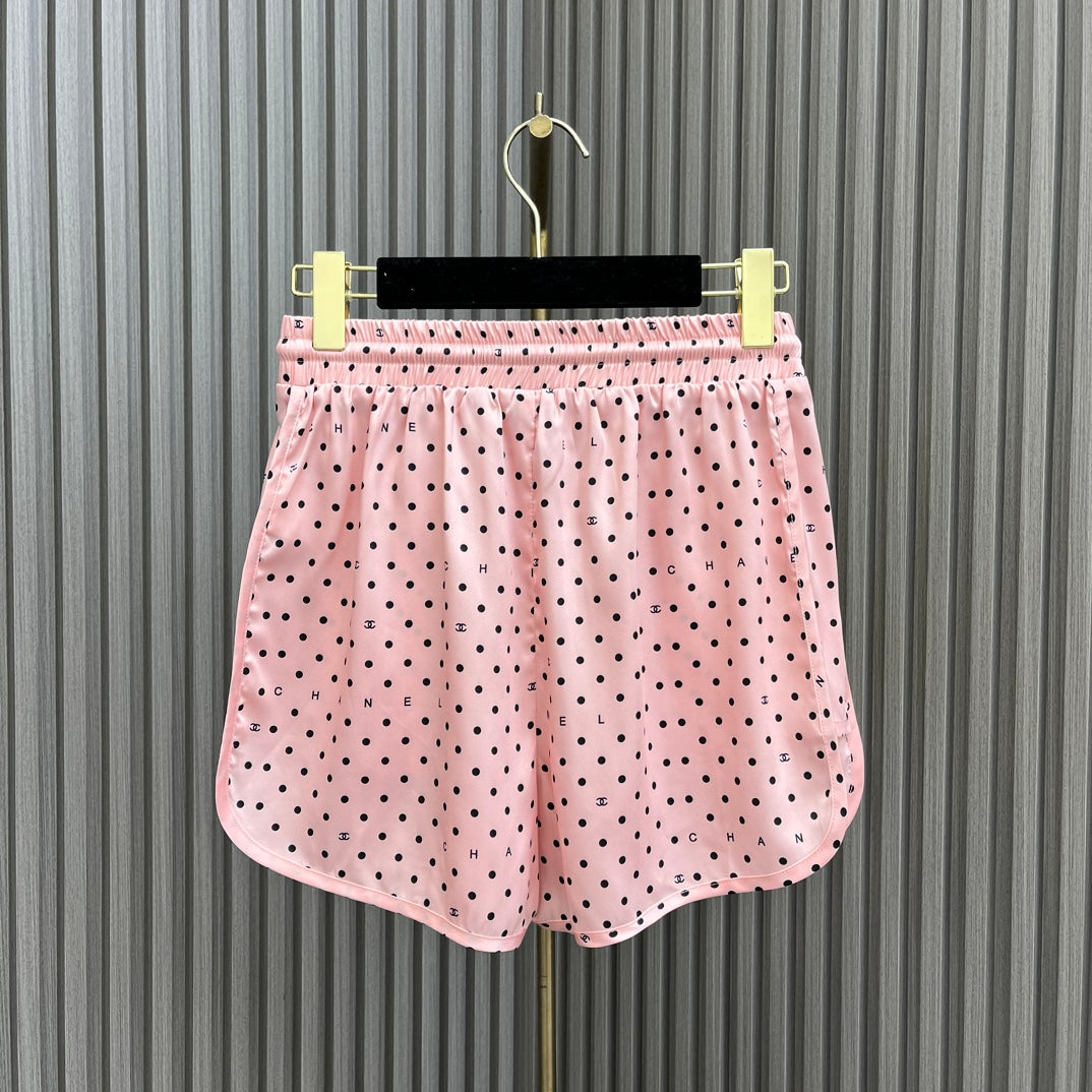 小香家-2404 24新品上架波點襯衫短褲套裝 粉色