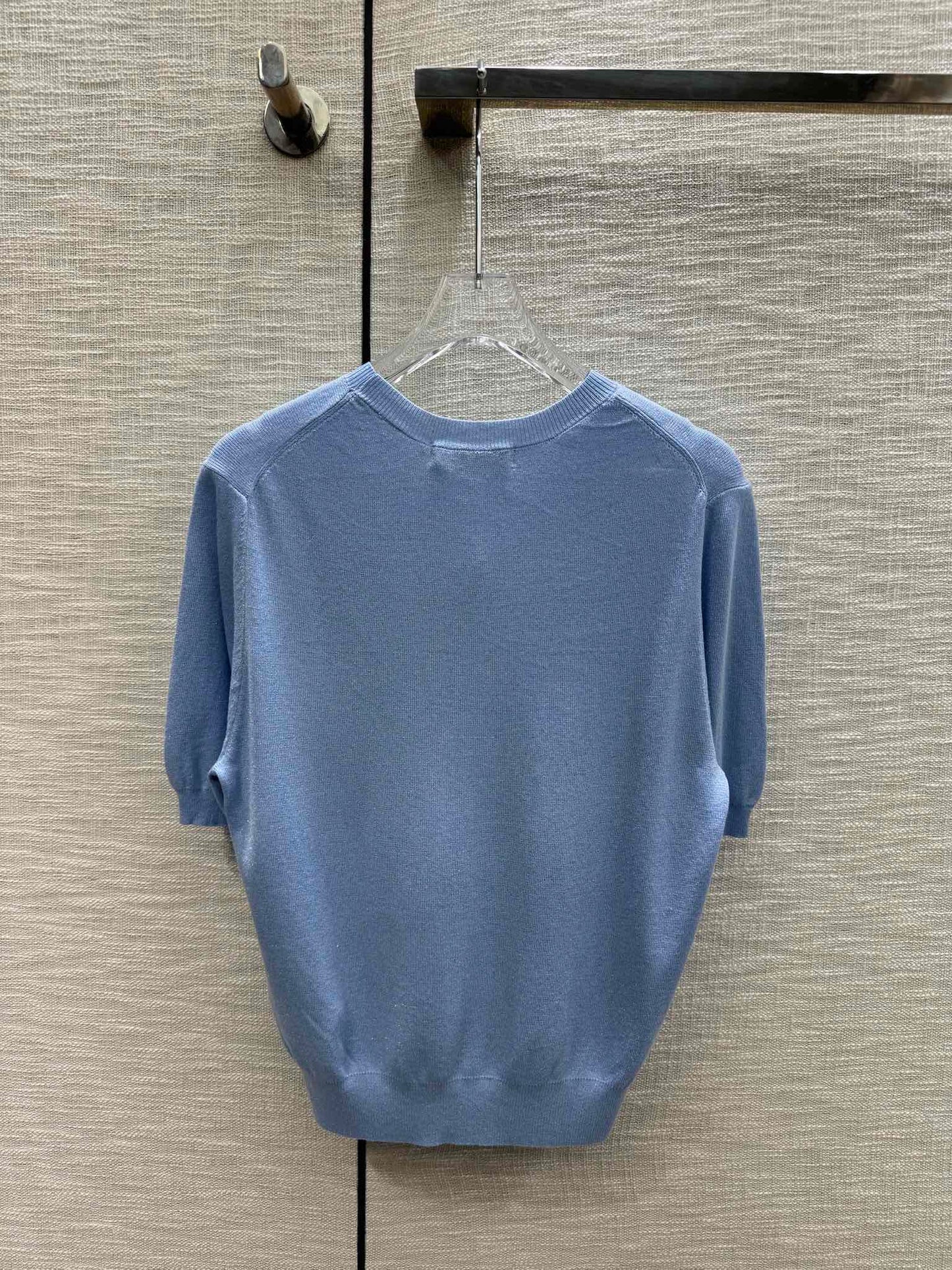 迪D家-2403 24早春最新系列純色系針織短袖 藍色