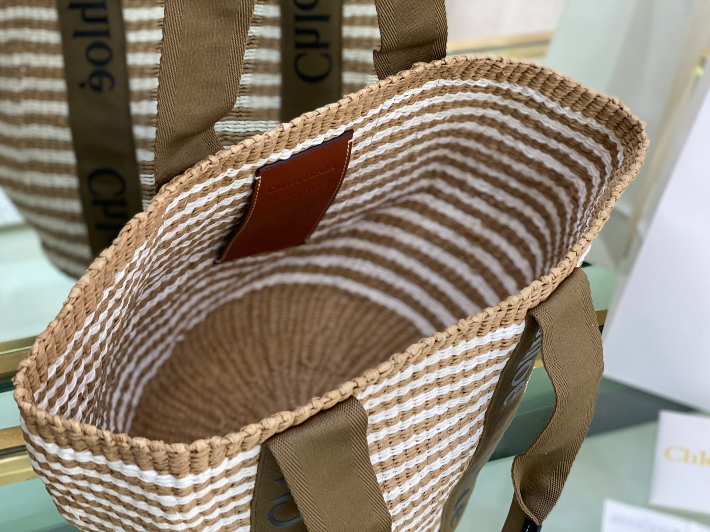 克羅C-Large Woody Basket 條紋咖啡色 大號