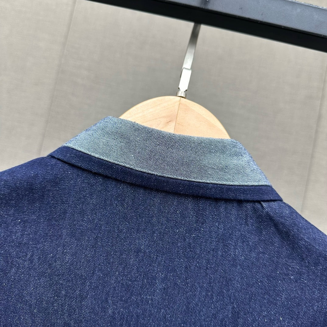 迪D家-2403 24春夏拼色襯衫式牛仔裙
