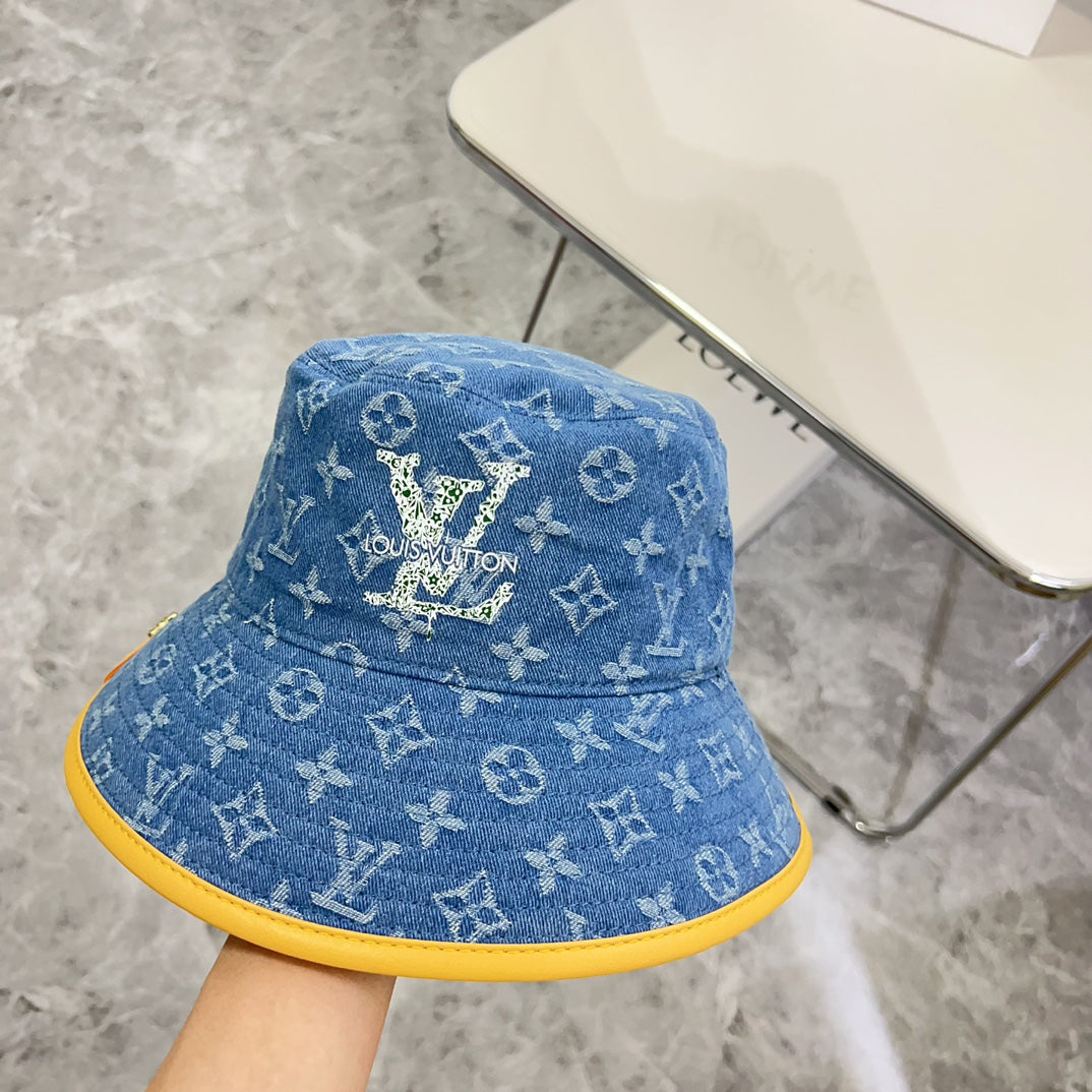 路L家-2024新款皮邊牛仔漁夫帽