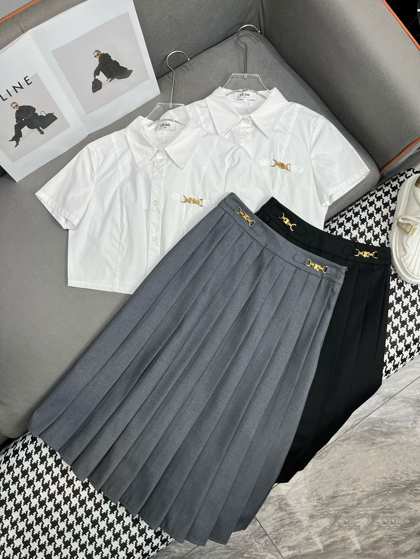 賽C家-2403 24SS夏季新款短襯衫長裙套裝 灰色