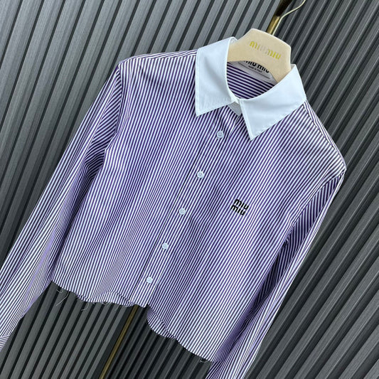 穆M家-2404 24新品上架字母條紋短襯衫