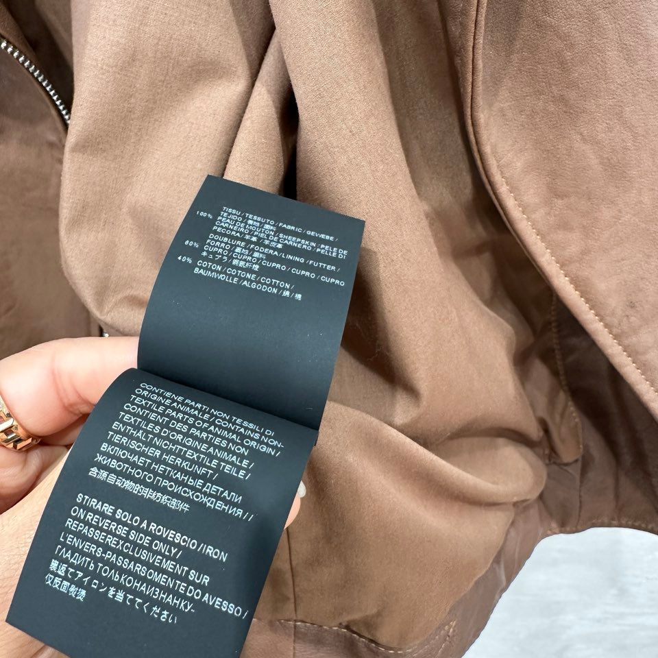 巴黎世-2403 早春新款 酷帥夾克機車皮衣 棕色