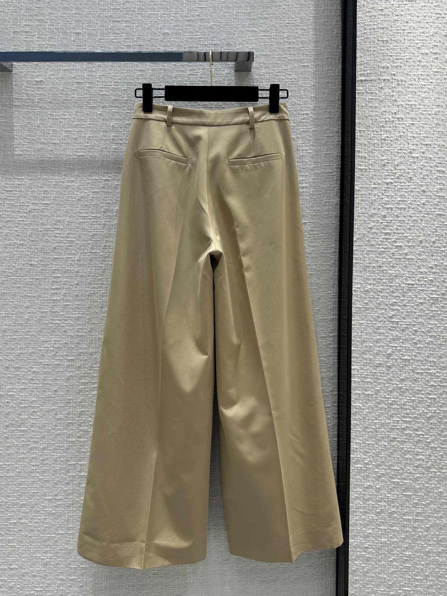 迪D家-2403 24早春新品卡其色寬褲西裝褲