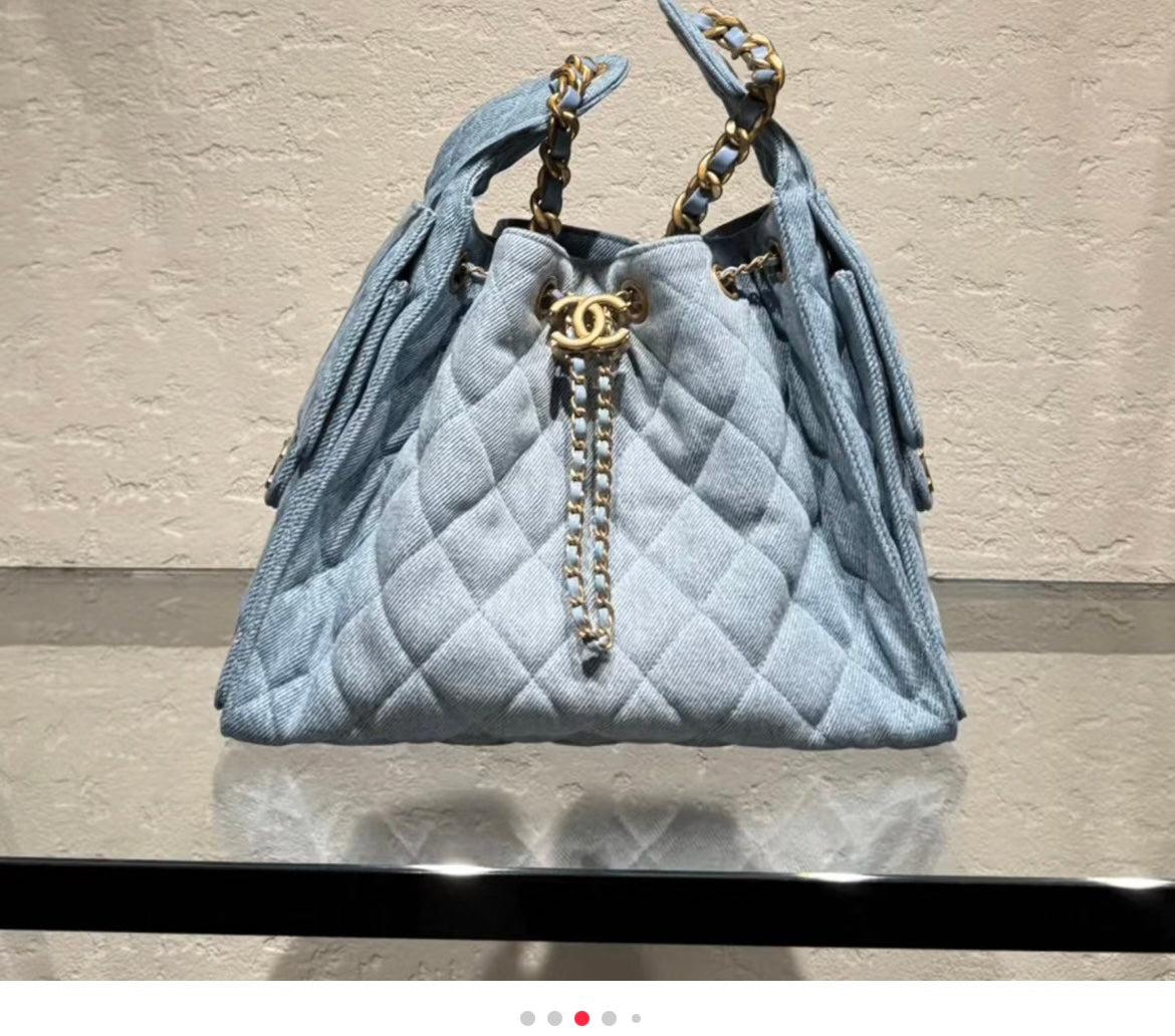 小香家-25S 25bag丹寧牛仔抽繩水桶Hobo小號 牛仔色