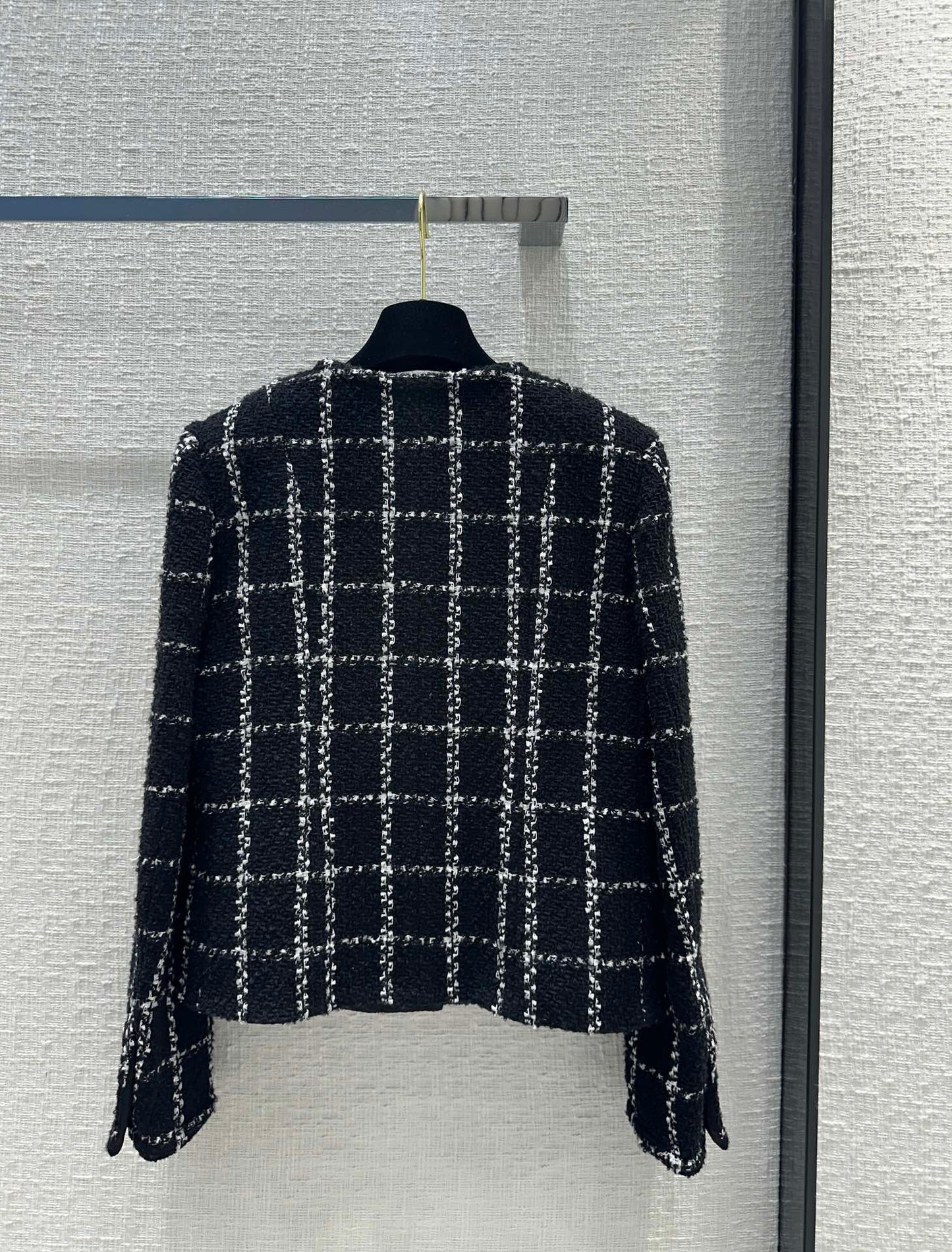 小香家-2403 24早春新品高級黑白格紋軟呢外套