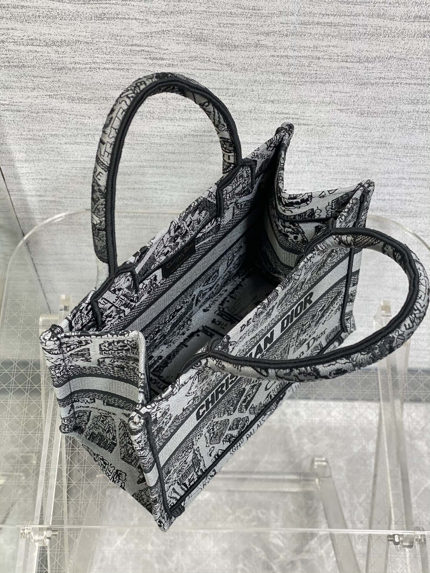 迪D家-Book Tote 2023春夏系列 巴黎地圖刺繡 灰色 小號