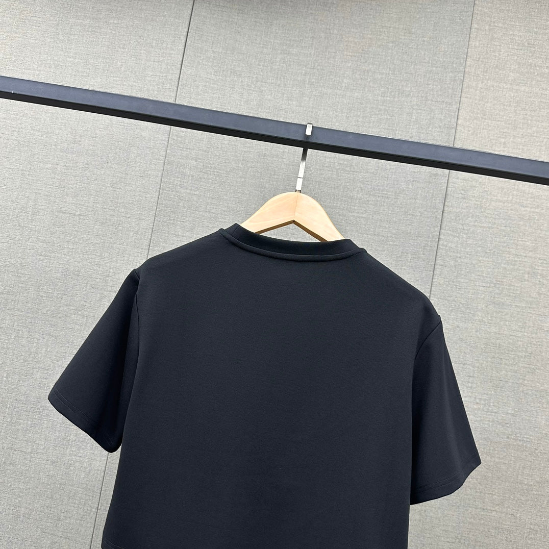 迪D家-2403 短款寬鬆蝴蝶印花上衣 黑色