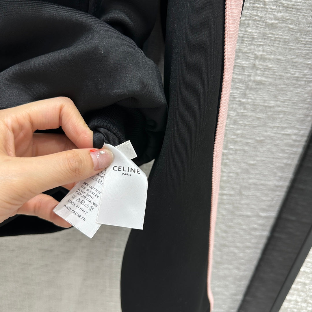 賽C家-2403 24早春新品粉條拼邊黑色學院風套裝