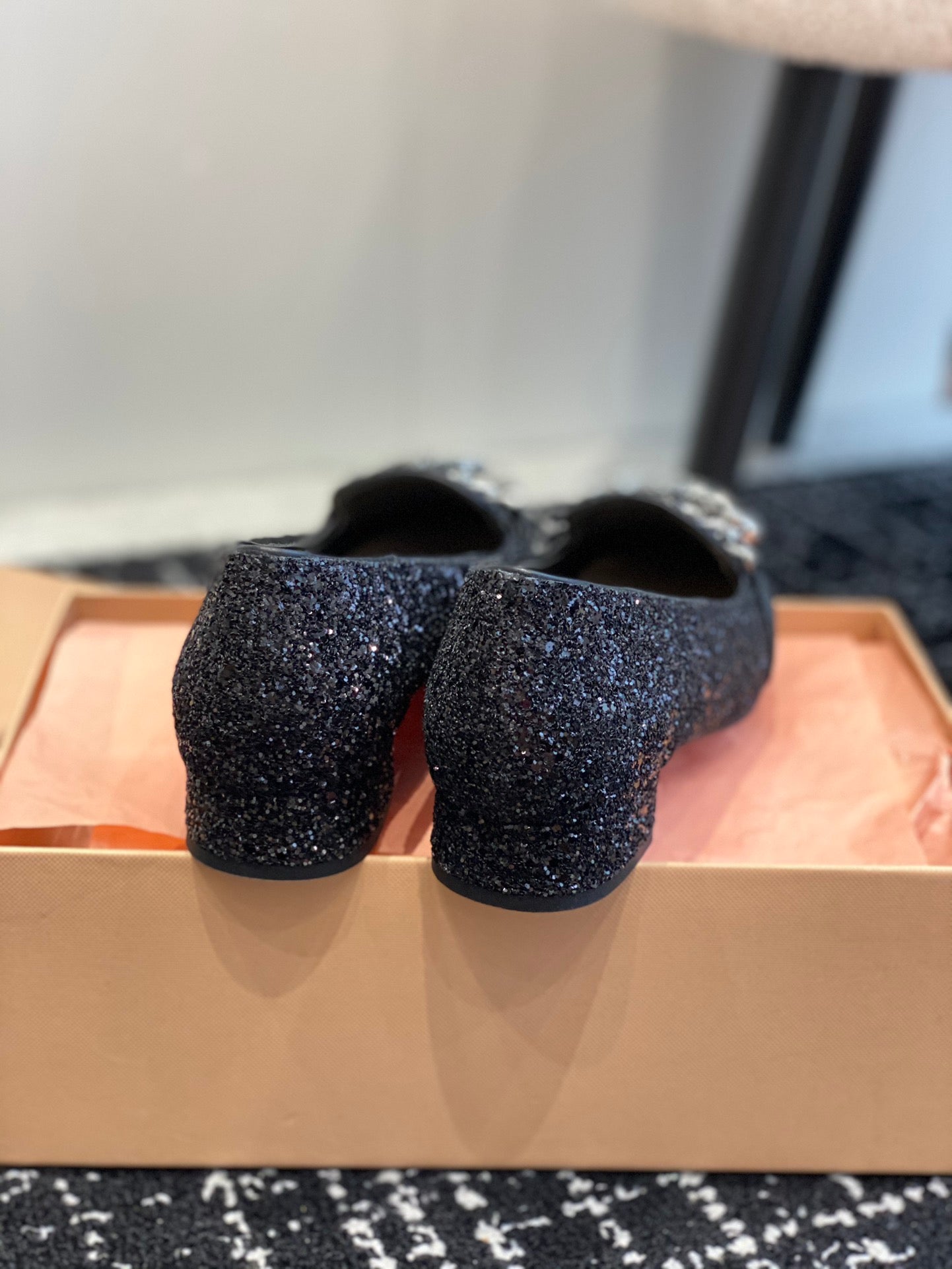 穆M家-2023秋冬新款 水鑽瑪麗珍單鞋 黑色