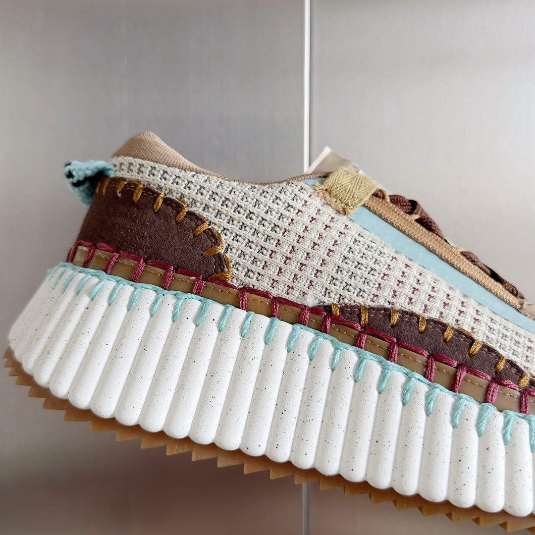 克羅C-Nama sneaker彩虹系列 網面拼色休閒運動鞋 咖色