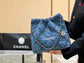 小香家-春夏新款 Chanel 22號手袋 菱格紋縫線牛仔布