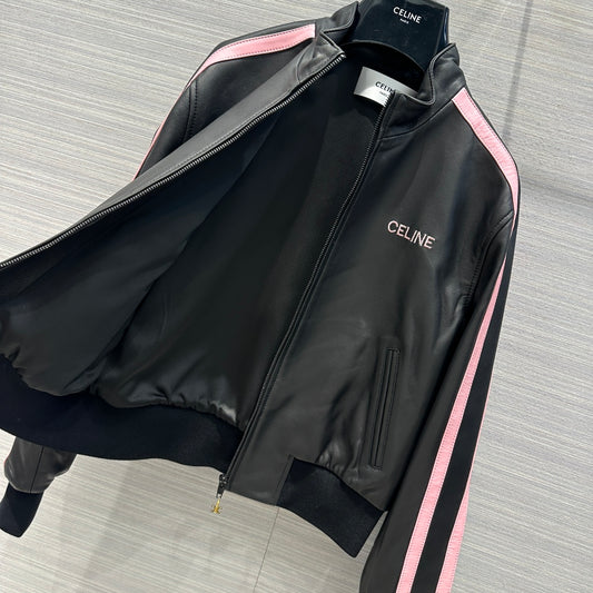 賽C家-2403 24春夏新品立領粉邊真皮外套