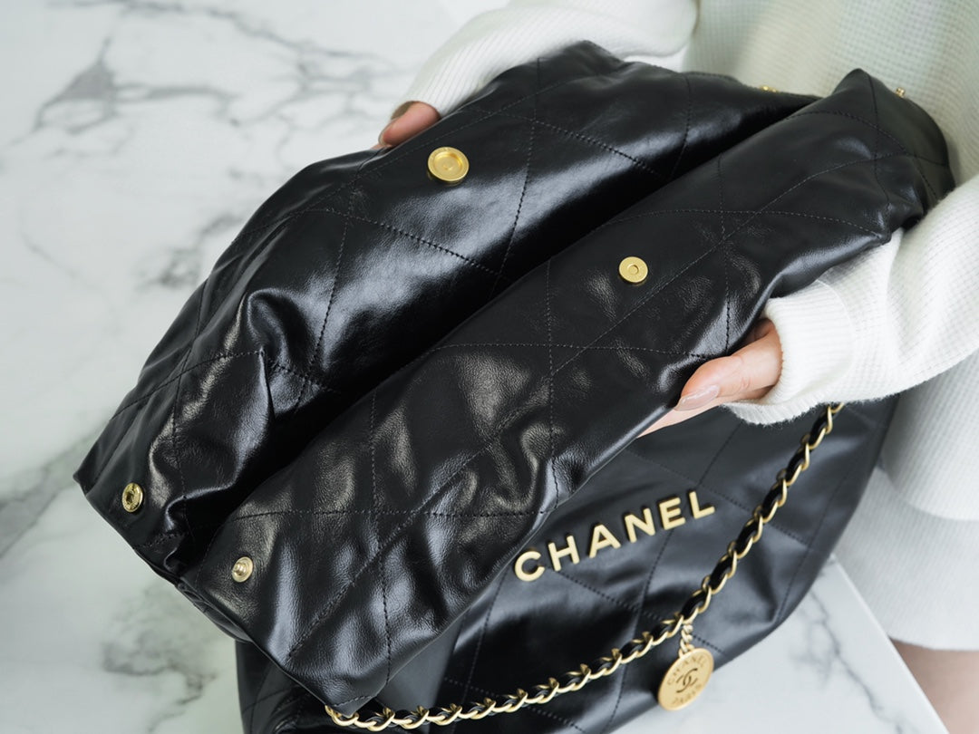 小香家-Chanel 22號手袋 黑金色大號