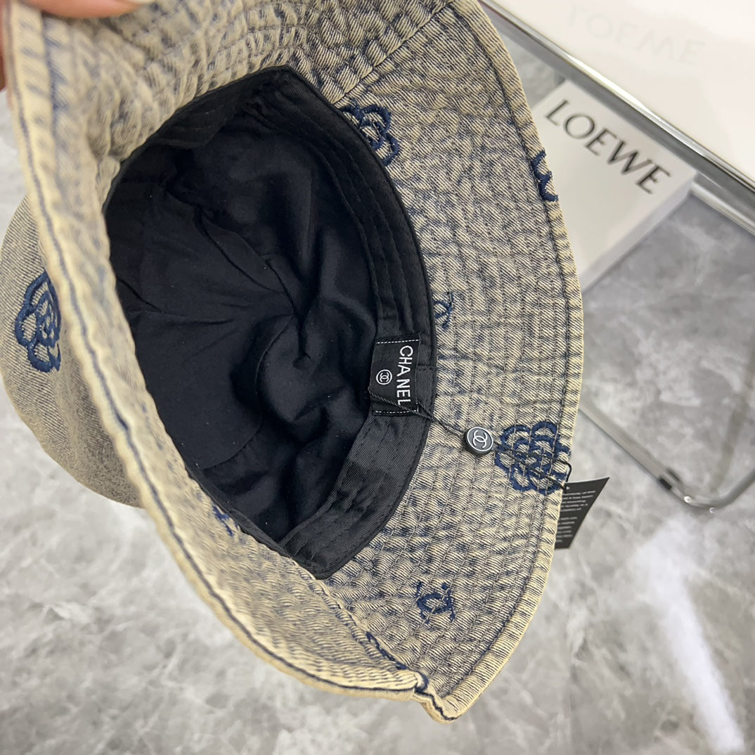 小香家-個性刺繡牛仔漁夫帽 灰色