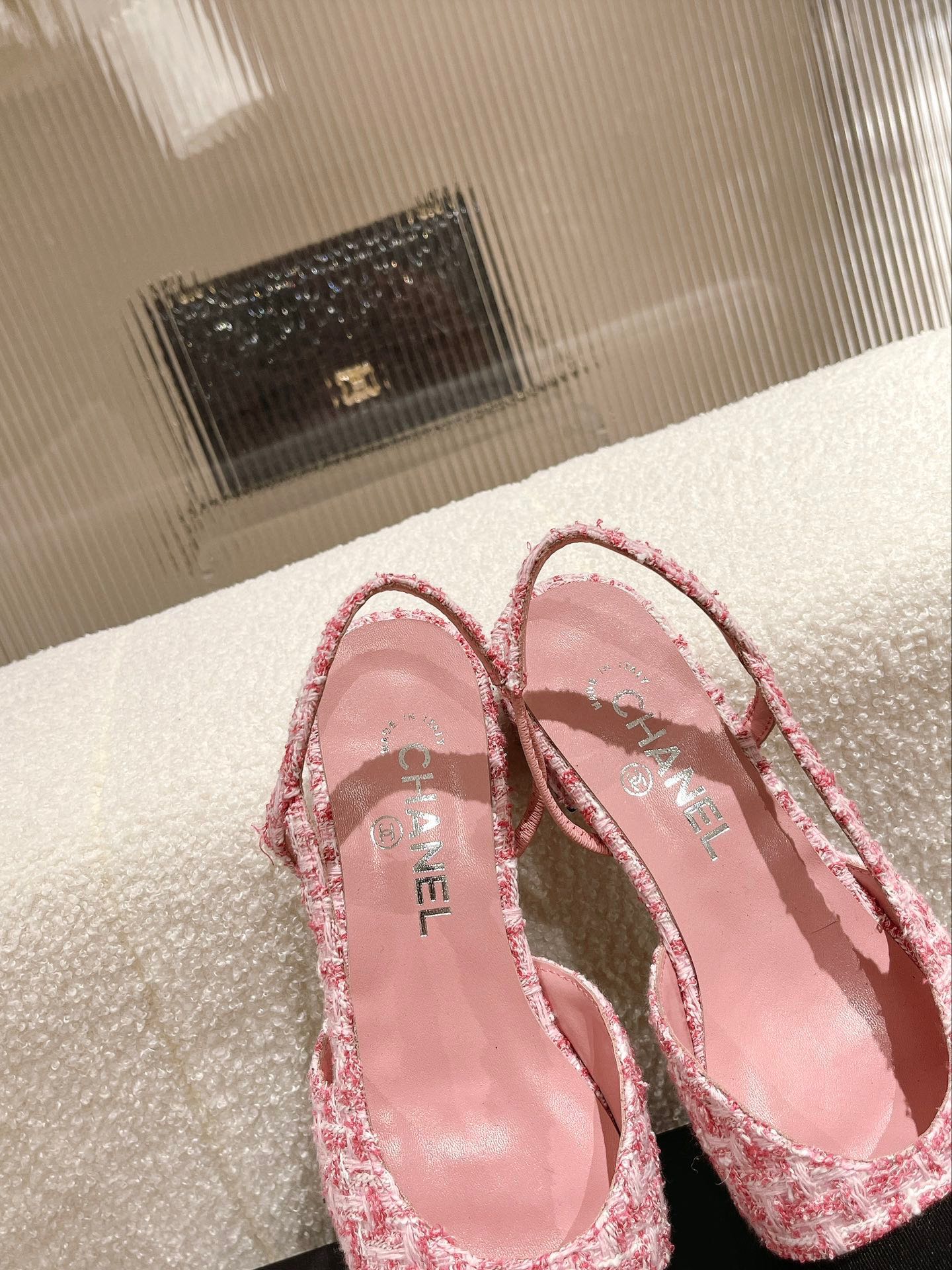 小香家-經典款 slingback 後空拼色平底涼鞋 粉色