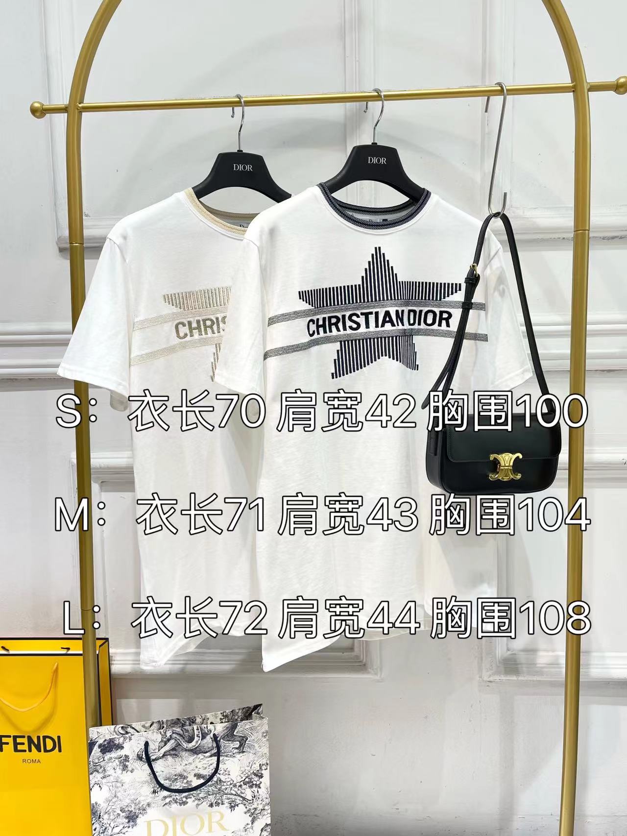 迪D家-2403 金線刺繡寬鬆棉短袖Tee 黑色