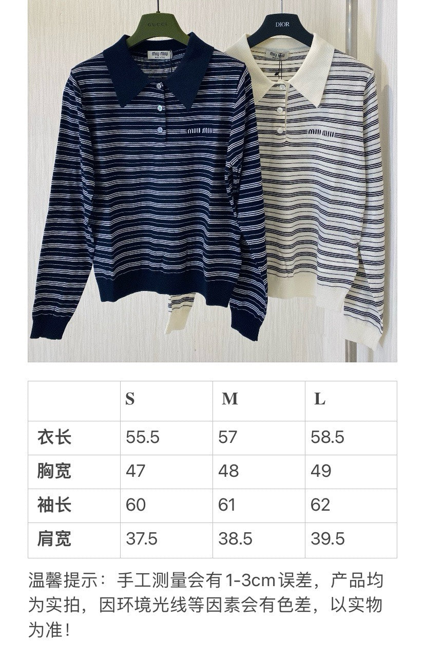 穆Ｍ家-2404 早春新品針織翻領長袖 藏青色