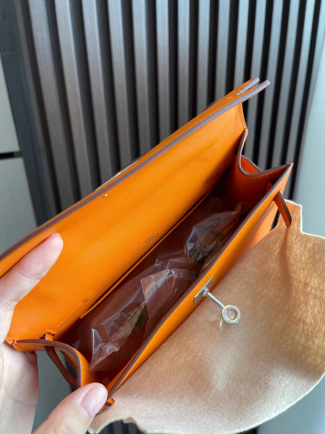小愛款-Mini Kelly 1代 22CM 橙色 銀扣
